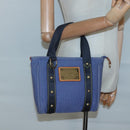 LOUIS VUITTON Antigua Cabas PM Tote Bag Canvas Blue Black M40090 LV Auth BA3231-22