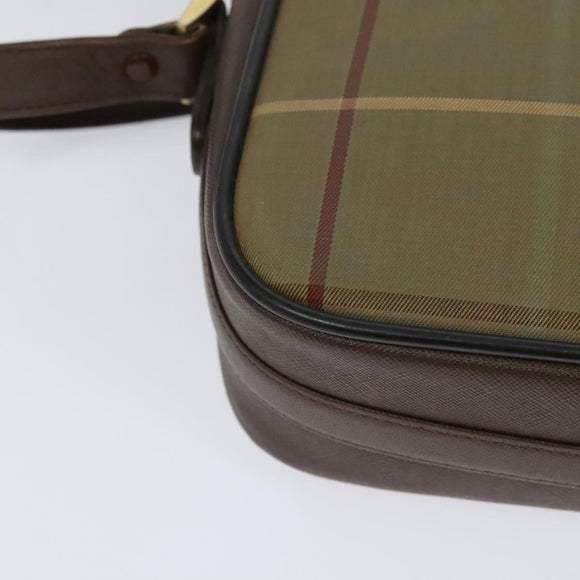 Burberrys Nova Check Shoulder Bag Canvas Beige Gold Auth BA3236