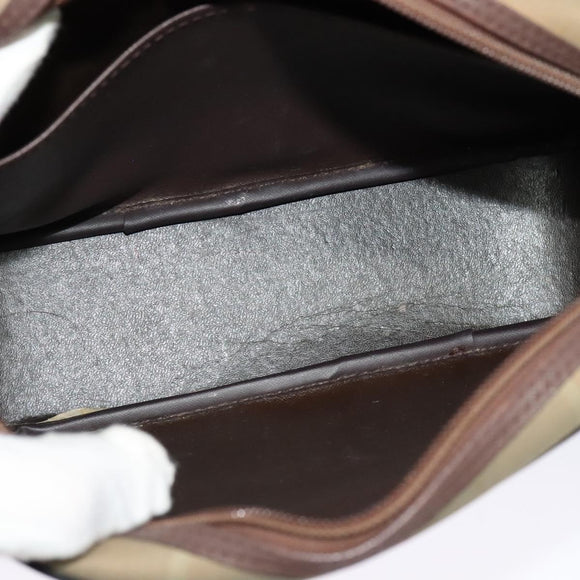 Burberrys Nova Check Shoulder Bag Canvas Beige Gold Auth BA3236