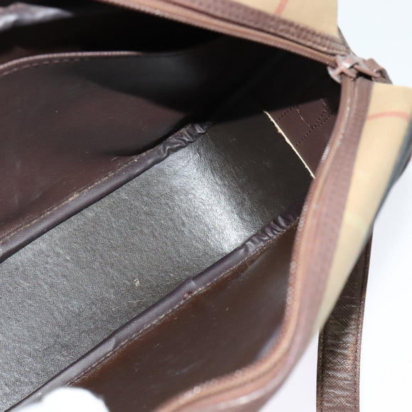 Burberrys Nova Check Shoulder Bag Canvas Beige Gold Auth BA3236