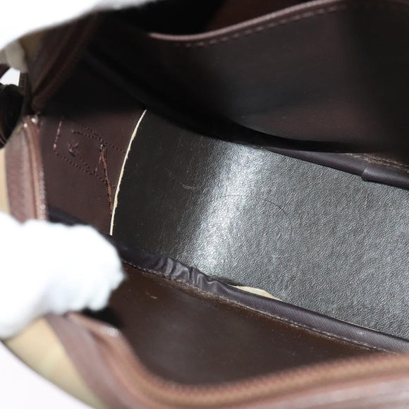 Burberrys Nova Check Shoulder Bag Canvas Beige Gold Auth BA3236