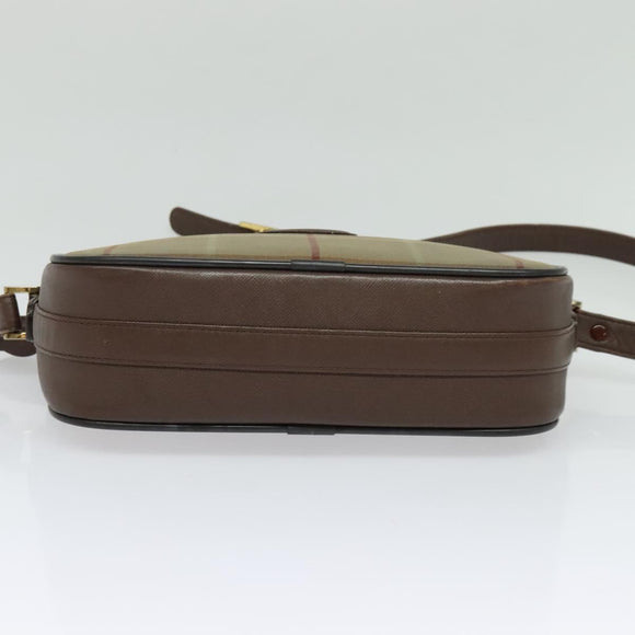 Burberrys Nova Check Shoulder Bag Canvas Beige Gold Auth BA3236