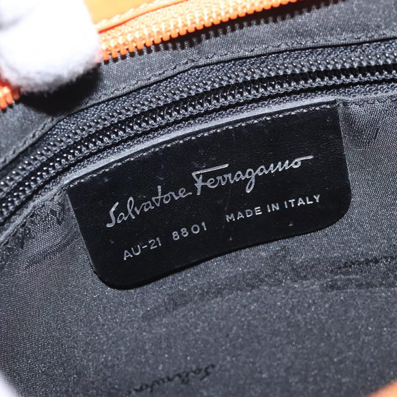 Salvatore Ferragamo Shoulder Bag Canvas Orange Auth BA3239