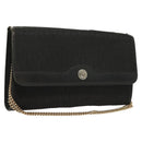 Christian Dior Trotter Canvas Chain Shoulder Bag Black Gold Auth BA3240-1