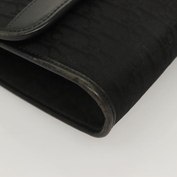 Christian Dior Trotter Canvas Chain Shoulder Bag Black Gold Auth BA3240