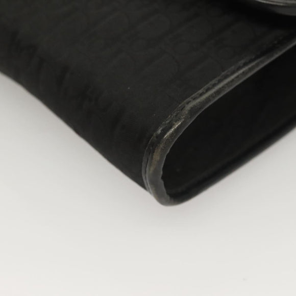 Christian Dior Trotter Canvas Chain Shoulder Bag Black Gold Auth BA3240