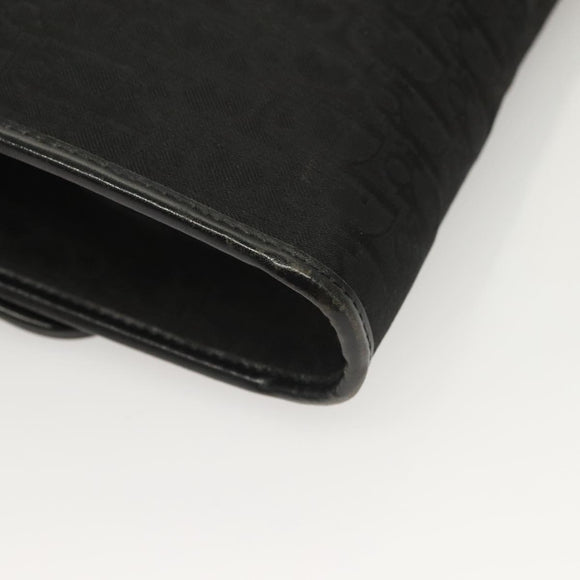 Christian Dior Trotter Canvas Chain Shoulder Bag Black Gold Auth BA3240