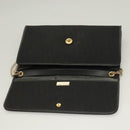 Christian Dior Trotter Canvas Chain Shoulder Bag Black Gold Auth BA3240-10