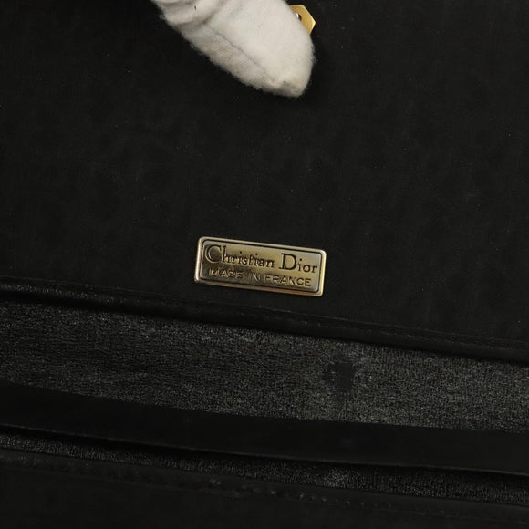 Christian Dior Trotter Canvas Chain Shoulder Bag Black Gold Auth BA3240