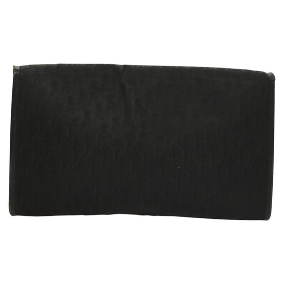 Christian Dior Trotter Canvas Chain Shoulder Bag Black Gold Auth BA3240