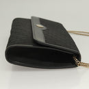 Christian Dior Trotter Canvas Chain Shoulder Bag Black Gold Auth BA3240-3