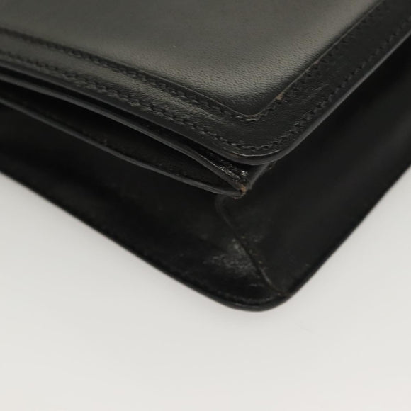 BALLY Wallet Chain Shoulder Bag Leather Gold Black Auth BA3241