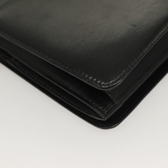 BALLY Wallet Chain Shoulder Bag Leather Gold Black Auth BA3241