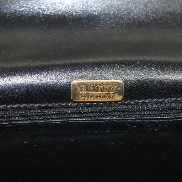 BALLY Wallet Chain Shoulder Bag Leather Gold Black Auth BA3241