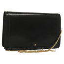BALLY Wallet Chain Shoulder Bag Leather Gold Black Auth BA3241-1