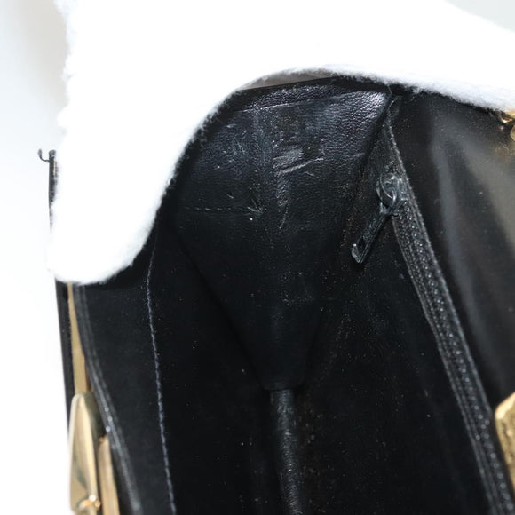 BALLY Wallet Chain Shoulder Bag Leather Gold Black Auth BA3241