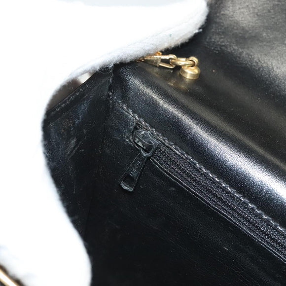 BALLY Wallet Chain Shoulder Bag Leather Gold Black Auth BA3241