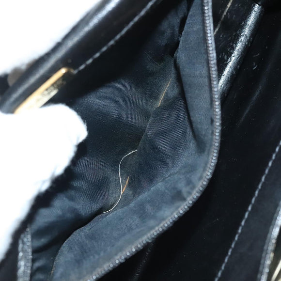 BALLY Wallet Chain Shoulder Bag Leather Gold Black Auth BA3241