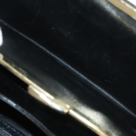 BALLY Wallet Chain Shoulder Bag Leather Gold Black Auth BA3241