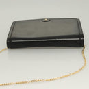 BALLY Wallet Chain Shoulder Bag Leather Gold Black Auth BA3241-6