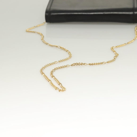 BALLY Wallet Chain Shoulder Bag Leather Gold Black Auth BA3241