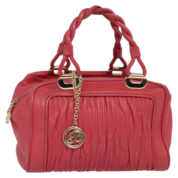 BALLY Hand Bag Leather Pink Gold Auth BA3242