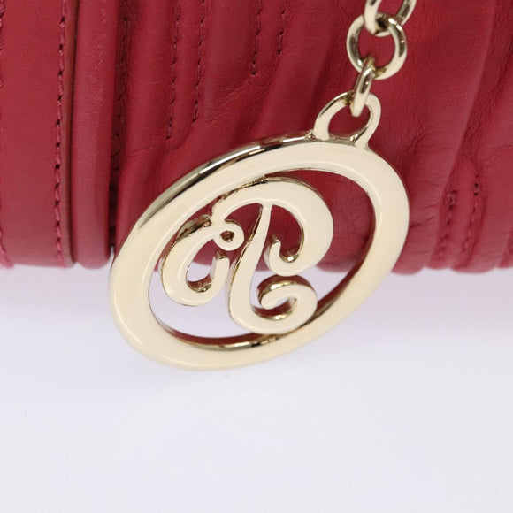 BALLY Hand Bag Leather Pink Gold Auth BA3242