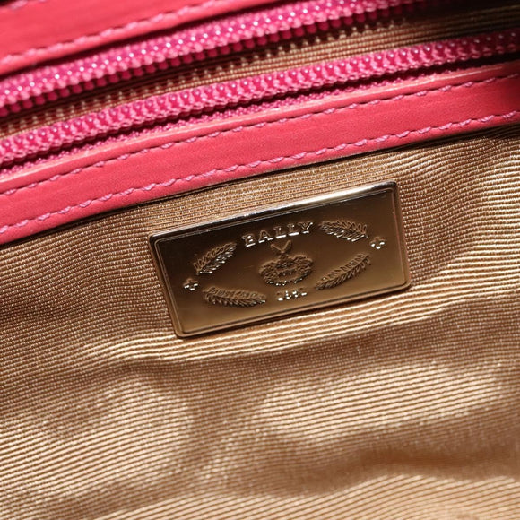 BALLY Hand Bag Leather Pink Gold Auth BA3242