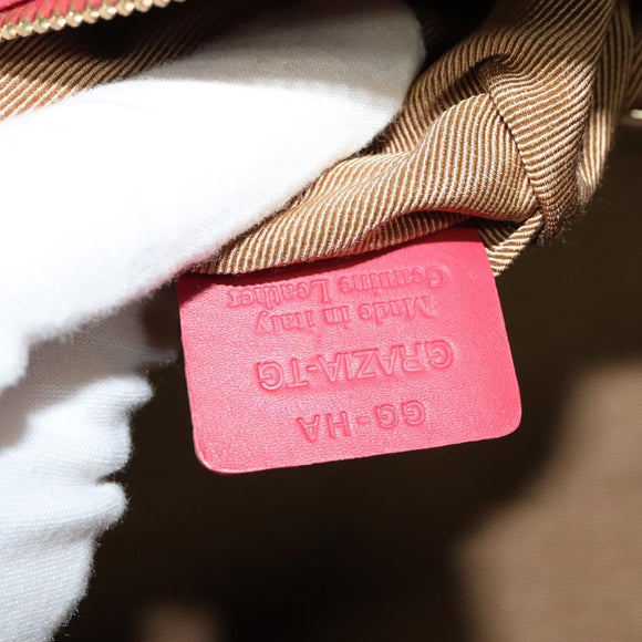 BALLY Hand Bag Leather Pink Gold Auth BA3242