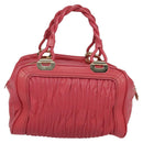 BALLY Hand Bag Leather Pink Gold Auth BA3242-3