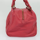 BALLY Hand Bag Leather Pink Gold Auth BA3242-5