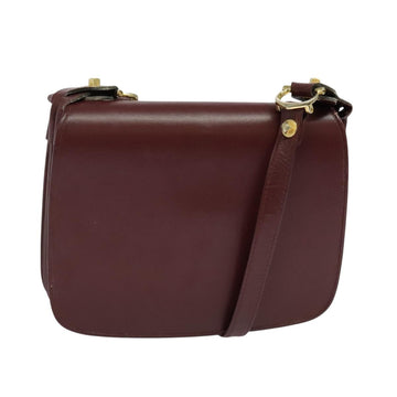 CARTIER Must Line Shoulder Bag Leather Bordeaux Gold Auth BA3243