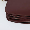 CARTIER Must Line Shoulder Bag Leather Bordeaux Gold Auth BA3243-10