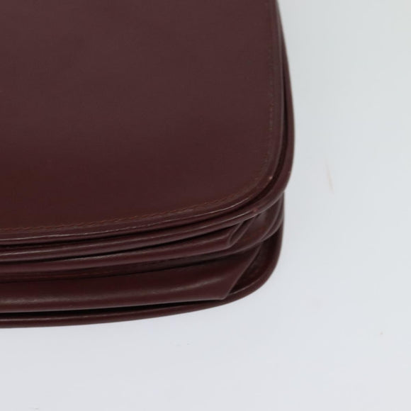 CARTIER Must Line Shoulder Bag Leather Bordeaux Gold Auth BA3243
