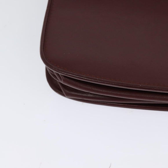 CARTIER Must Line Shoulder Bag Leather Bordeaux Gold Auth BA3243