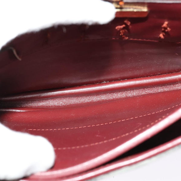 CARTIER Must Line Shoulder Bag Leather Bordeaux Gold Auth BA3243