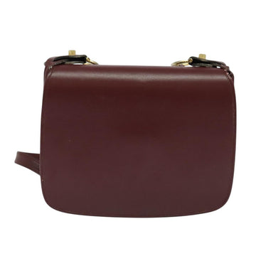 CARTIER Must Line Shoulder Bag Leather Bordeaux Gold Auth BA3243 - 0