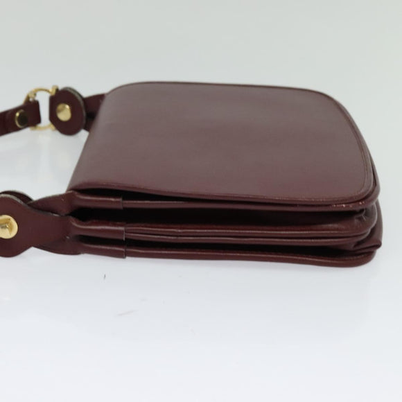 CARTIER Must Line Shoulder Bag Leather Bordeaux Gold Auth BA3243