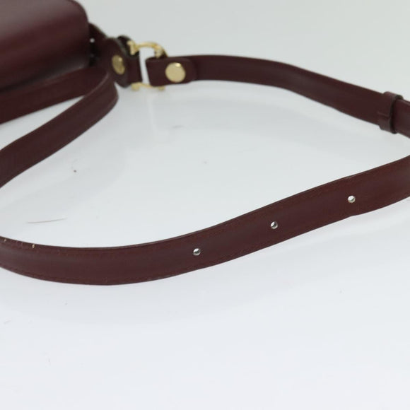 CARTIER Must Line Shoulder Bag Leather Bordeaux Gold Auth BA3243