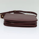 CARTIER Must Line Shoulder Bag Leather Bordeaux Gold Auth BA3243-9