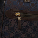 Salvatore Ferragamo Gancini Hand Bag Canvas Navy Gold Auth BA3244-17