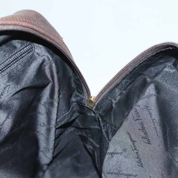 Salvatore Ferragamo Gancini Hand Bag Canvas Navy Gold Auth BA3244