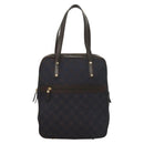 Salvatore Ferragamo Gancini Hand Bag Canvas Navy Gold Auth BA3244-13