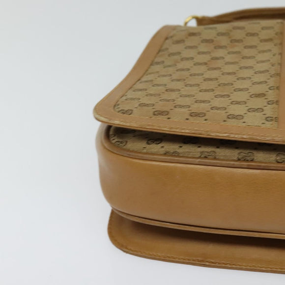 GUCCI Micro GG Canvas Shoulder Bag Beige Gold Auth BA3245