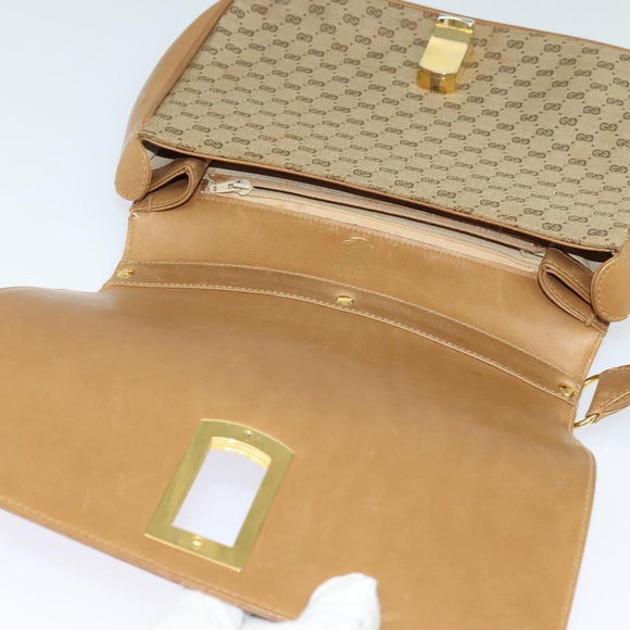 GUCCI Micro GG Canvas Shoulder Bag Beige Gold Auth BA3245