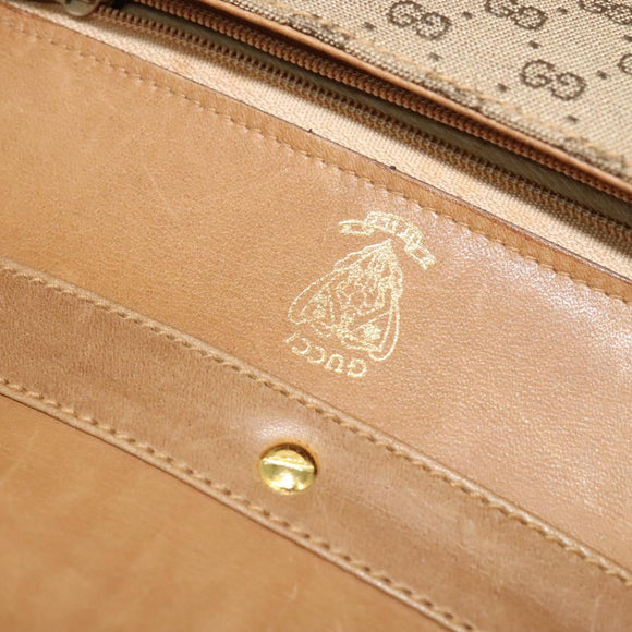 GUCCI Micro GG Canvas Shoulder Bag Beige Gold Auth BA3245