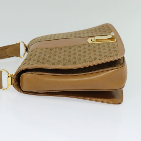 GUCCI Micro GG Canvas Shoulder Bag Beige Gold Auth BA3245