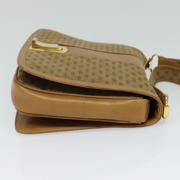 GUCCI Micro GG Canvas Shoulder Bag Beige Gold Auth BA3245