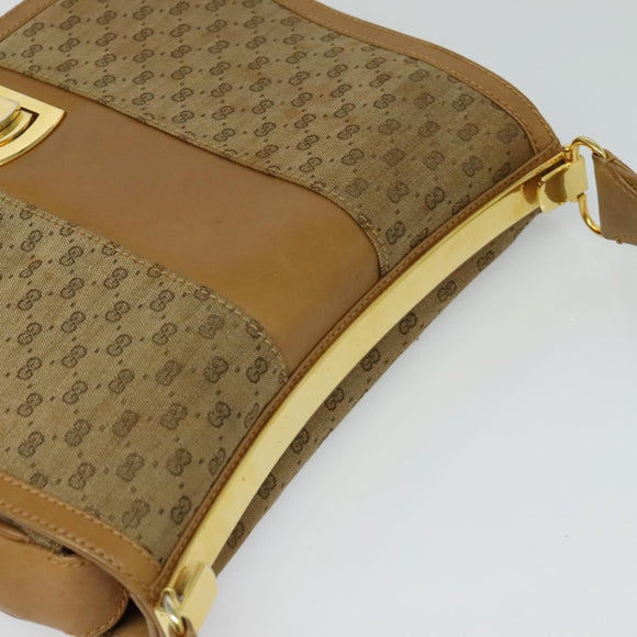 GUCCI Micro GG Canvas Shoulder Bag Beige Gold Auth BA3245