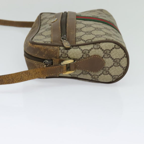 GUCCI GG Supreme Web Sherry Line Shoulder Bag PVC Beige 56 02 004 Auth BA3247